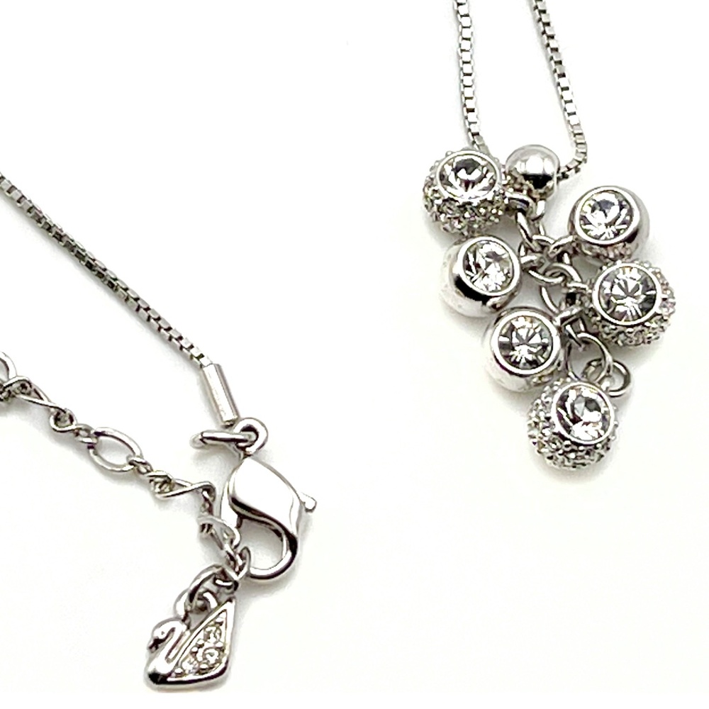 Swarovski Crystal Balls Pendant on Silver-toned Box Chain
